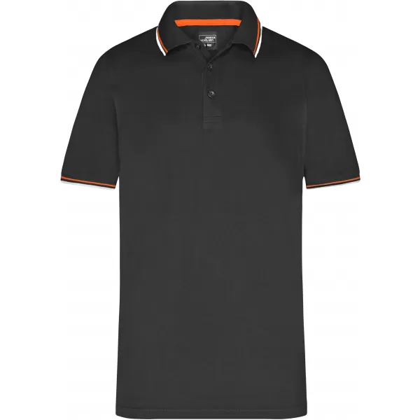  Pánské triko s límečkem fashion JAMES NICHOLSON JN966 BLACK/WHITE/ORANGE 