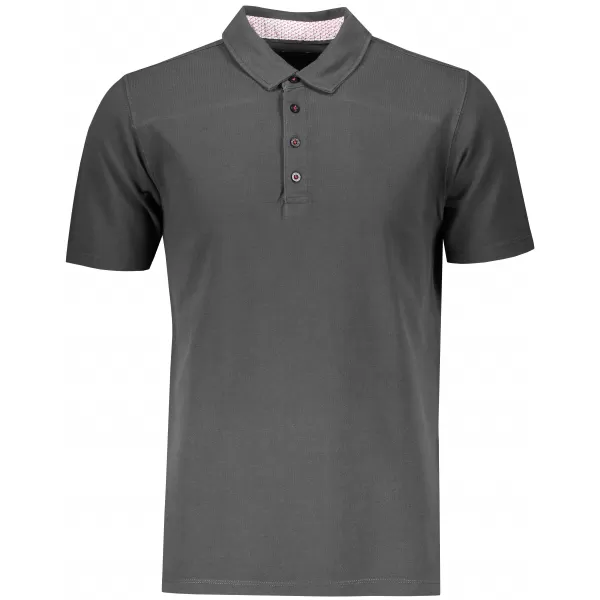  Pánské triko s límečkem fashion JAMES NICHOLSON JN712 GRAPHITE/WHITE RED 