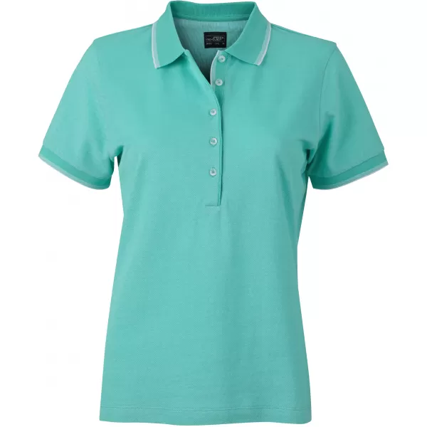  Dámské triko s límečkem trendy JAMES NICHOLSON JN703 CARIBBEAN GREEN/WHITE 