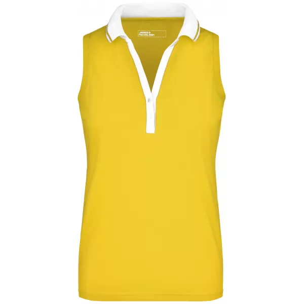  Dámské triko s límečkem bez rukávů JAMES NICHOLSON JN159 SUN YELLOW/WHITE 
