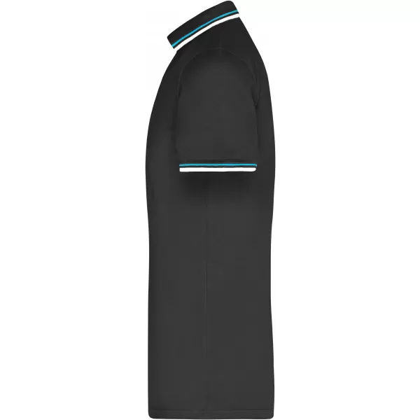  Pánské triko s límečkem fashion JAMES NICHOLSON JN966 BLACK/WHITE/TURQUOISE 