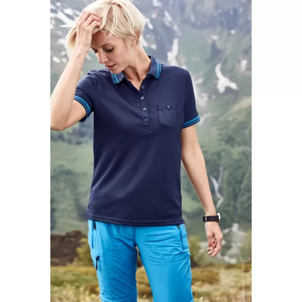  Dámské triko s límečkem funkční komfort JAMES NICHOLSON JN701 NAVY/AQUA 
