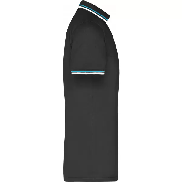  Pánské triko s límečkem fashion JAMES NICHOLSON JN966 BLACK/WHITE/TURQUOISE 