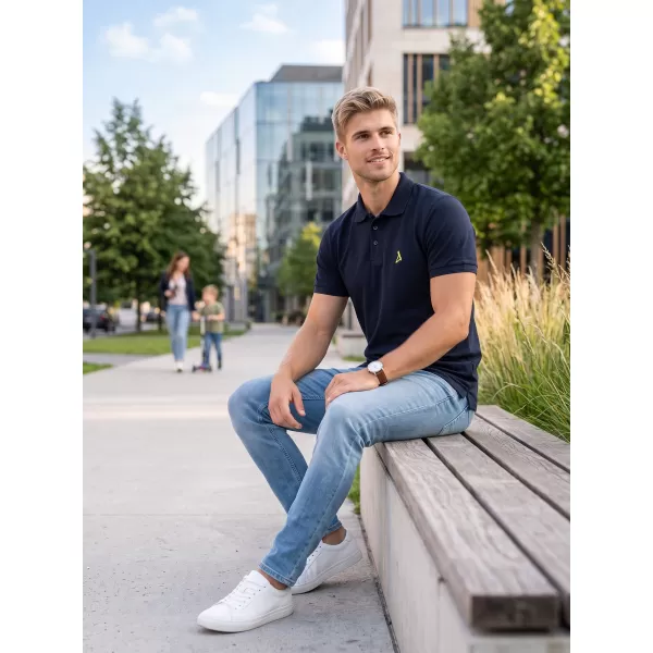  Pánské premium triko s límečkem ALTISPORT ALM002203 NÁMOŘNÍ MODRÁ 