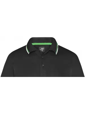 Pánské triko s límečkem fashion JAMES NICHOLSON JN966 BLACK/WHITE/LIME GREEN