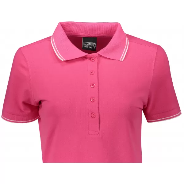  Dámské triko s límečkem JAMES NICHOLSON JN985 PINK/WHITE 