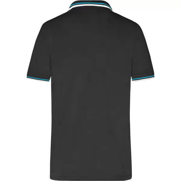  Pánské triko s límečkem fashion JAMES NICHOLSON JN966 BLACK/WHITE/TURQUOISE 