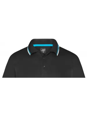 Pánské triko s límečkem fashion JAMES NICHOLSON JN966 BLACK/WHITE/TURQUOISE