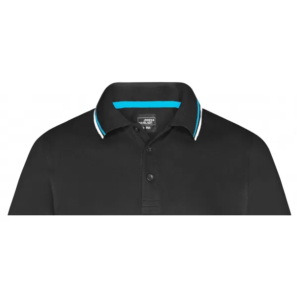  Pánské triko s límečkem fashion JAMES NICHOLSON JN966 BLACK/WHITE/TURQUOISE 