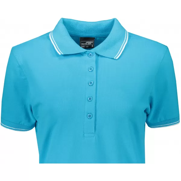  Dámské triko s límečkem JAMES NICHOLSON JN985 TURQUOISE/WHITE 