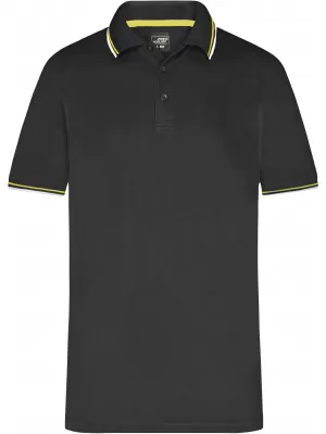 Pánské triko s límečkem fashion JAMES NICHOLSON JN966 BLACK/WHITE/YELLOW
