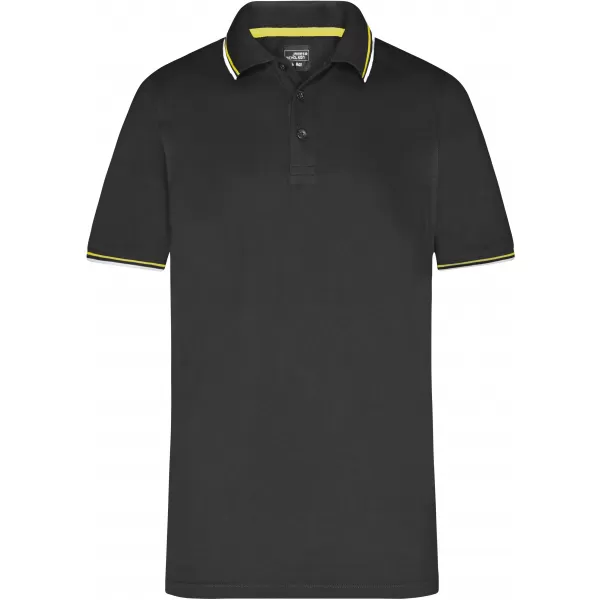  Pánské triko s límečkem fashion JAMES NICHOLSON JN966 BLACK/WHITE/YELLOW 