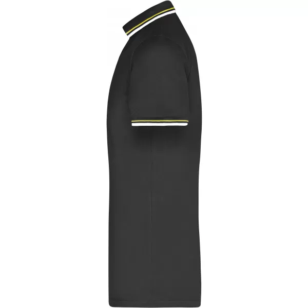  Pánské triko s límečkem fashion JAMES NICHOLSON JN966 BLACK/WHITE/YELLOW 