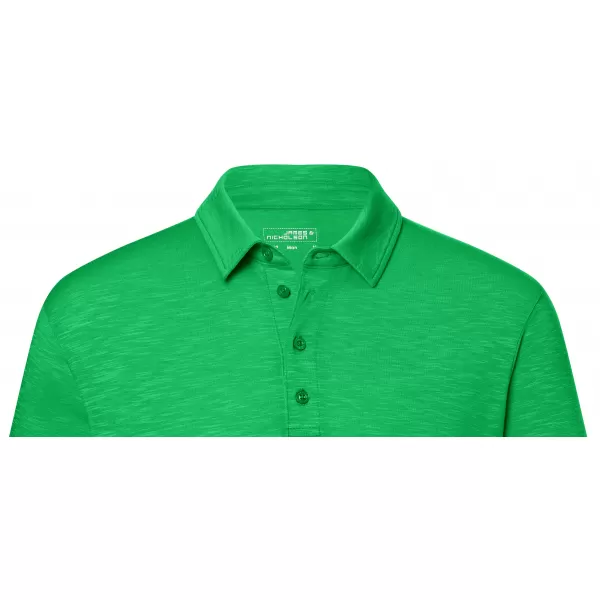  Pánské triko s límečkem žíhané JAMES NICHOLSON JN752 FERN GREEN 