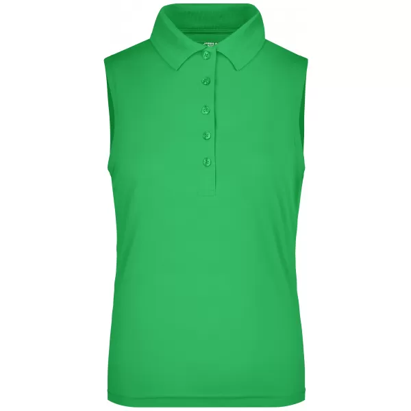  Dámské triko s límečkem bez rukávů funkční premium JAMES NICHOLSON JN575 GREEN 