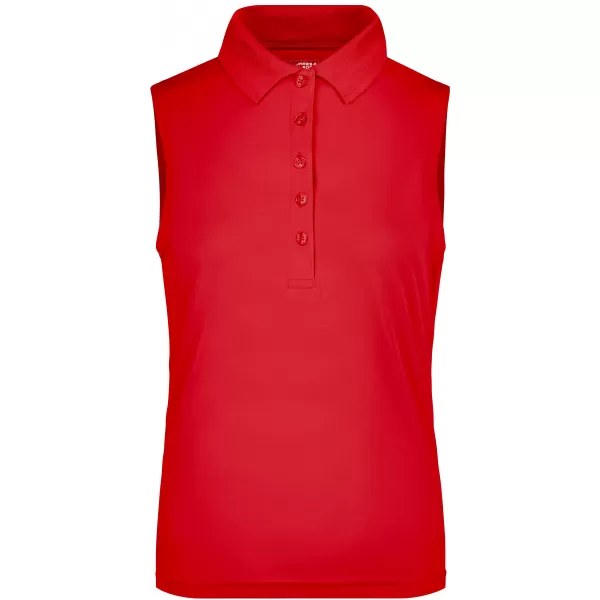  Dámské triko s límečkem bez rukávů funkční premium JAMES NICHOLSON JN575 RED 