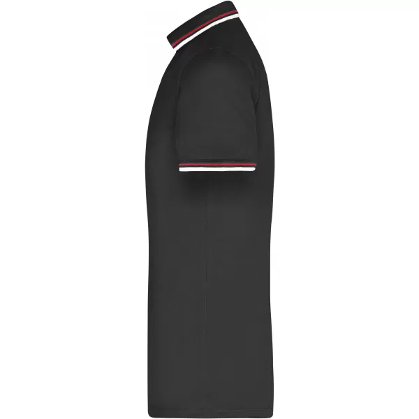  Pánské triko s límečkem fashion JAMES NICHOLSON JN966 BLACK/WHITE/RED 