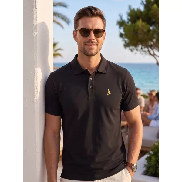  Pánské premium triko s límečkem ALTISPORT ALM002203 ČERNOZLATÁ 