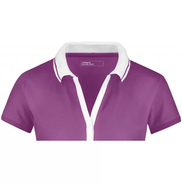  Dámské triko s límečkem JAMES NICHOLSON JN158 PURPLE/WHITE 