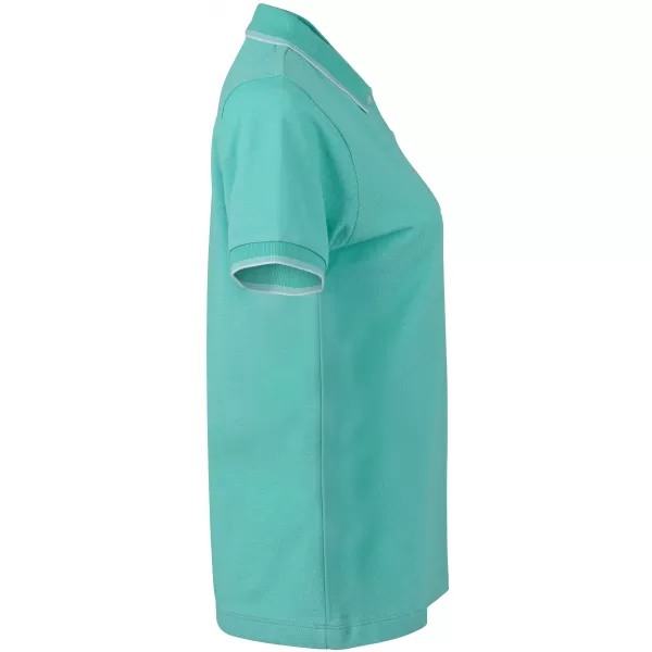  Dámské triko s límečkem trendy JAMES NICHOLSON JN703 CARIBBEAN GREEN/WHITE 