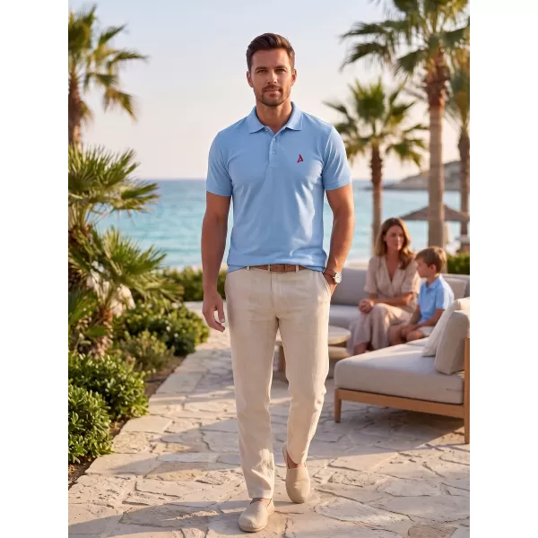  Pánské premium triko s límečkem ALTISPORT ALM002203 NEBESKY MODRÁ 
