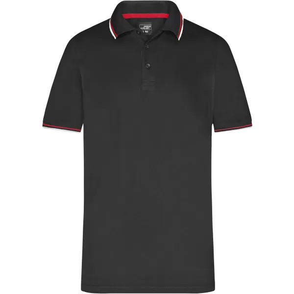  Pánské triko s límečkem fashion JAMES NICHOLSON JN966 BLACK/WHITE/RED 