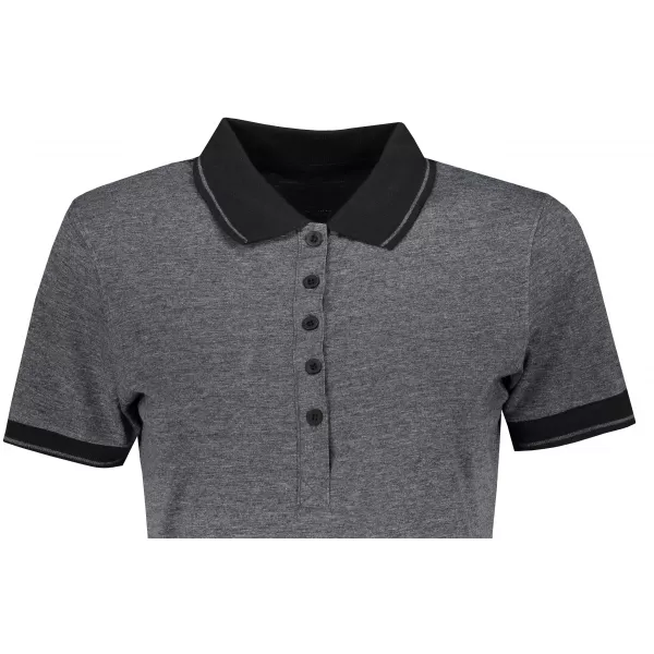  Dámské triko s límečkem melange JAMES NICHOLSON JN705 BLACK MELANGE/BLACK 