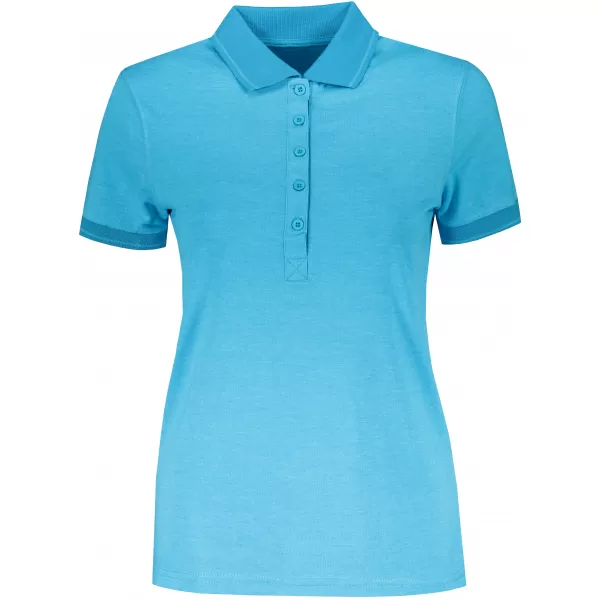  Dámské triko s límečkem melange JAMES NICHOLSON JN705 TURQUOISE MELANGE/TURQUOISE 