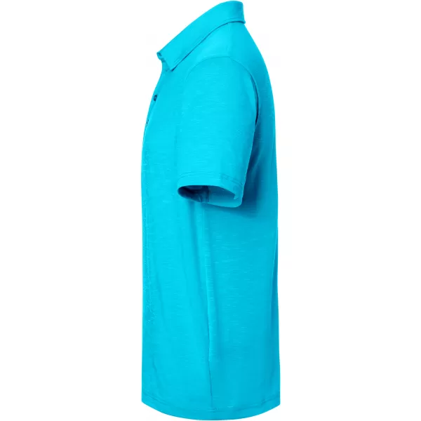  Pánské triko s límečkem žíhané JAMES NICHOLSON JN752 TURQUOISE 