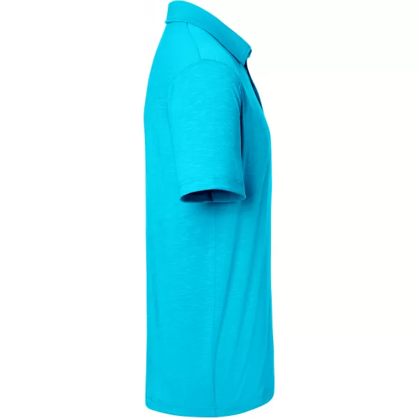  Pánské triko s límečkem žíhané JAMES NICHOLSON JN752 TURQUOISE 