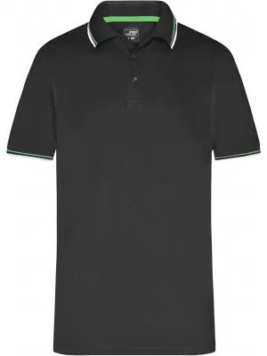 Pánské triko s límečkem fashion JAMES NICHOLSON JN966 BLACK/WHITE/LIME GREEN