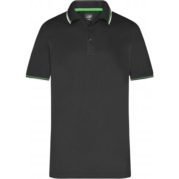  Pánské triko s límečkem fashion JAMES NICHOLSON JN966 BLACK/WHITE/LIME GREEN 