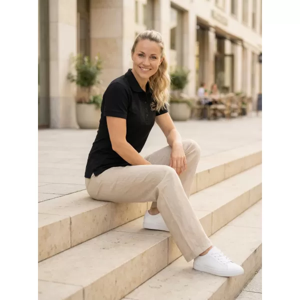 Dámské triko s límečkem ALTISPORT ALW056210 ČERNOZLATÁ 