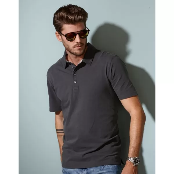  Pánské triko s límečkem fashion JAMES NICHOLSON JN712 GRAPHITE/WHITE RED 