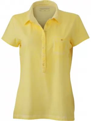 Dámské triko s límečkem fashion JAMES NICHOLSON JN987 LIGHT YELLOW