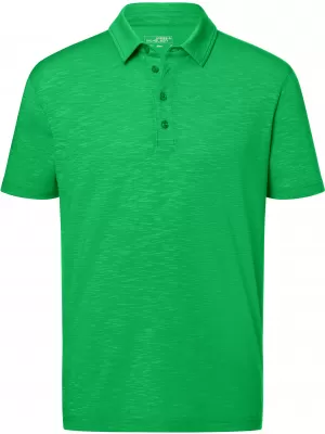 Pánské triko s límečkem žíhané JAMES NICHOLSON JN752 FERN GREEN