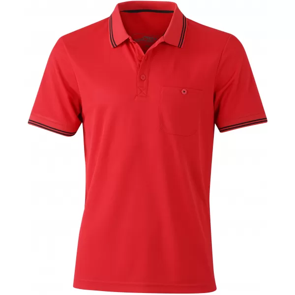  Pánské triko s límečkem funkční komfort JAMES NICHOLSON JN702 RED/BLACK 