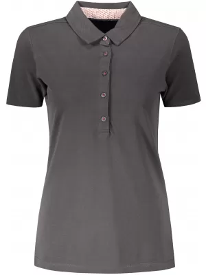 Dámské triko s límečkem fashion JAMES NICHOLSON JN711 GRAPHITE/WHITE RED