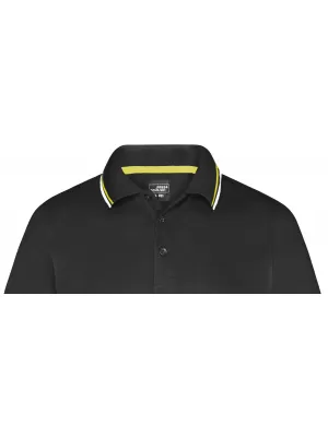 Pánské triko s límečkem fashion JAMES NICHOLSON JN966 BLACK/WHITE/YELLOW