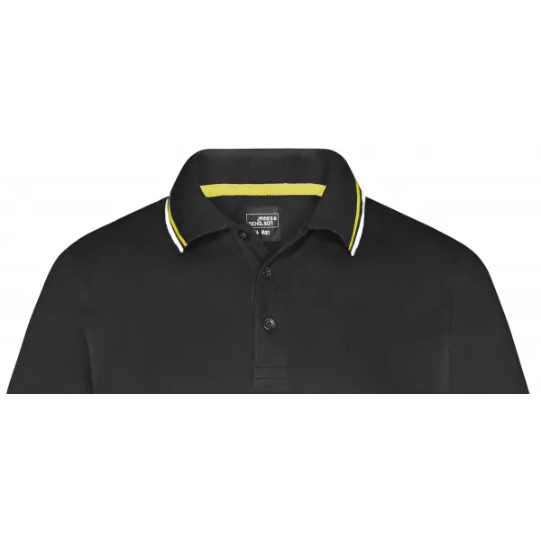  Pánské triko s límečkem fashion JAMES NICHOLSON JN966 BLACK/WHITE/YELLOW 