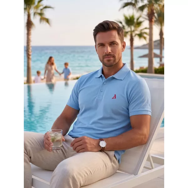  Pánské premium triko s límečkem ALTISPORT ALM002203 NEBESKY MODRÁ 