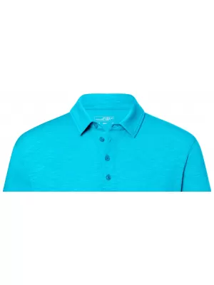 Pánské triko s límečkem žíhané JAMES NICHOLSON JN752 TURQUOISE