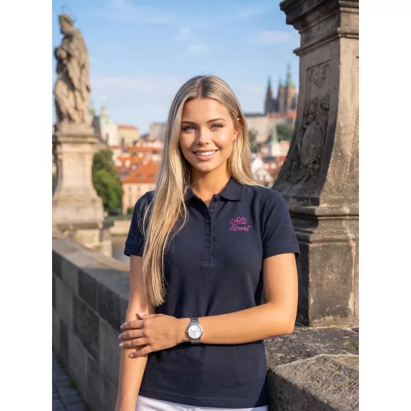  Dámské triko s límečkem ALTISPORT ALW056210 NÁMOŘNÍ MODRÁ 