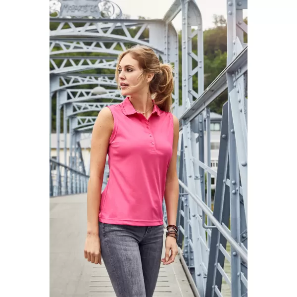  Dámské triko s límečkem bez rukávů funkční premium JAMES NICHOLSON JN575 PINK 