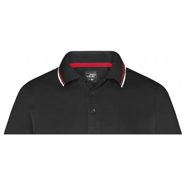  Pánské triko s límečkem fashion JAMES NICHOLSON JN966 BLACK/WHITE/RED 