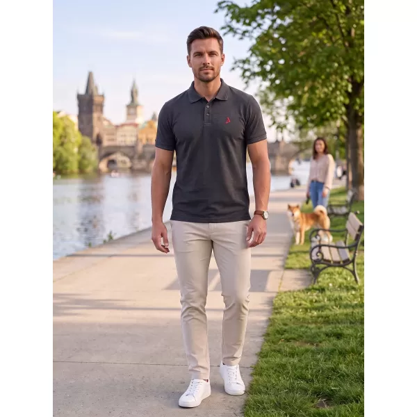  Pánské premium triko s límečkem ALTISPORT ALM002203 ANTRACITOVÝ MELÍR 