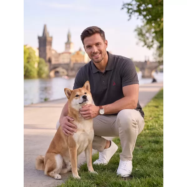  Pánské premium triko s límečkem ALTISPORT ALM002203 ANTRACITOVÝ MELÍR 
