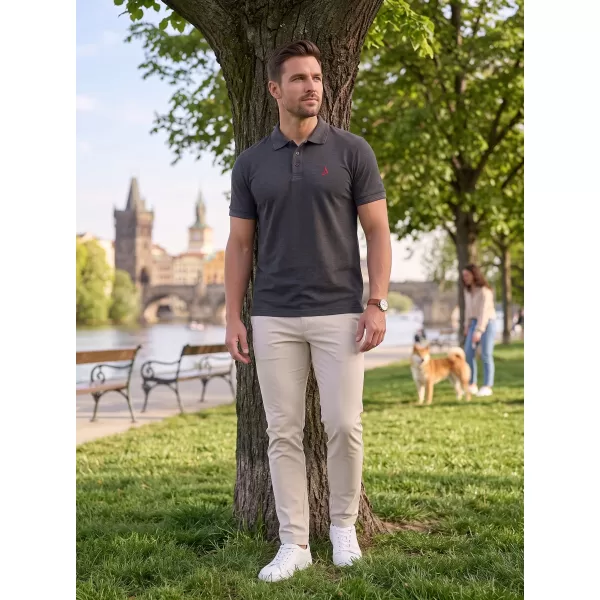  Pánské premium triko s límečkem ALTISPORT ALM002203 ANTRACITOVÝ MELÍR 