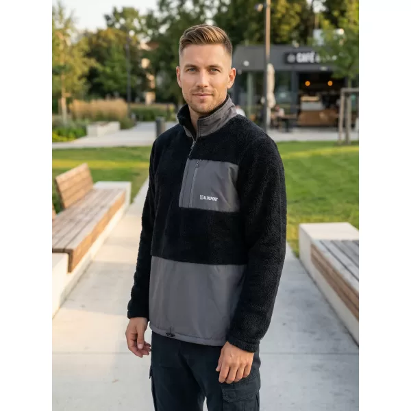  Pánská fleece mikina ALTISPORT HONOB MSWU307 ČERNÁ 