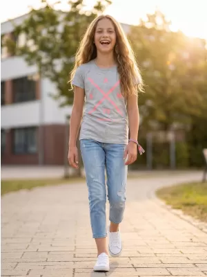 Dívčí triko s krátkým rukávem SAM 73 CAROLINE GT 554 SVĚTLE ŠEDÁ